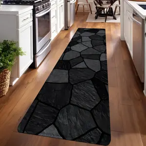 1PC, Black and White Diamond Geometric Pattern strip rugs, Modern geometric rug, home décor, bathroom mats, entryway mats, indoor entrance rugs, bedroom bedside mats, kitchen mats, hallway rugs, flannel sponge rugs, hallway runner rugs