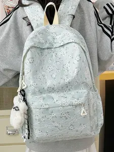 Large capacity women's backpack, color blocked backpack with flower print, fashionable and versatile, suitable for students, campus, commuting, commuting, shopping, women's backpack, Adjustable backpack, Zipper Backpack