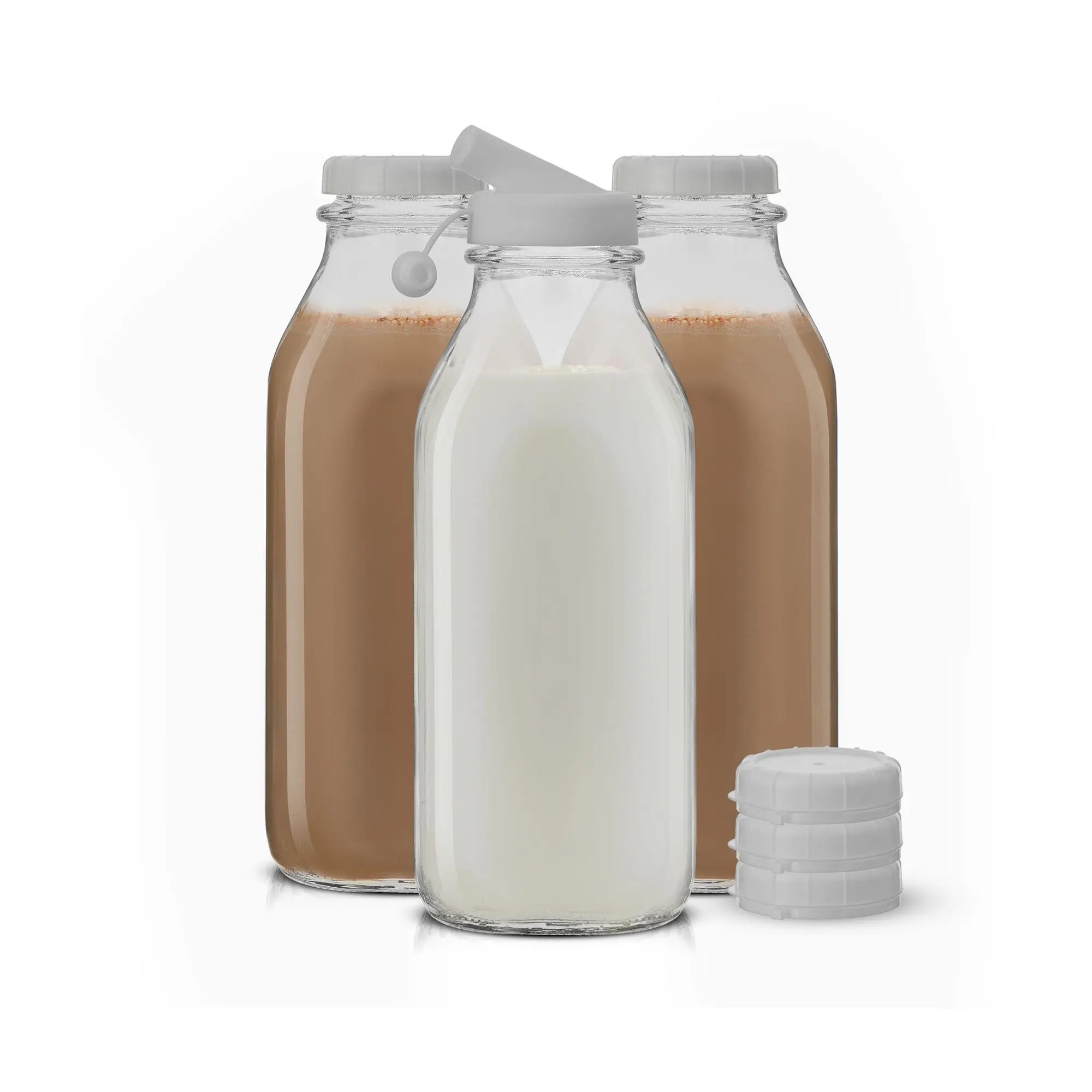 JoyJolt Glass Milk Bottle with Lid & Pourer - 3 2 oz - Set of JoyJolt Glass Milk Bottle with Lid & Pourer - 3 2 oz - Set of