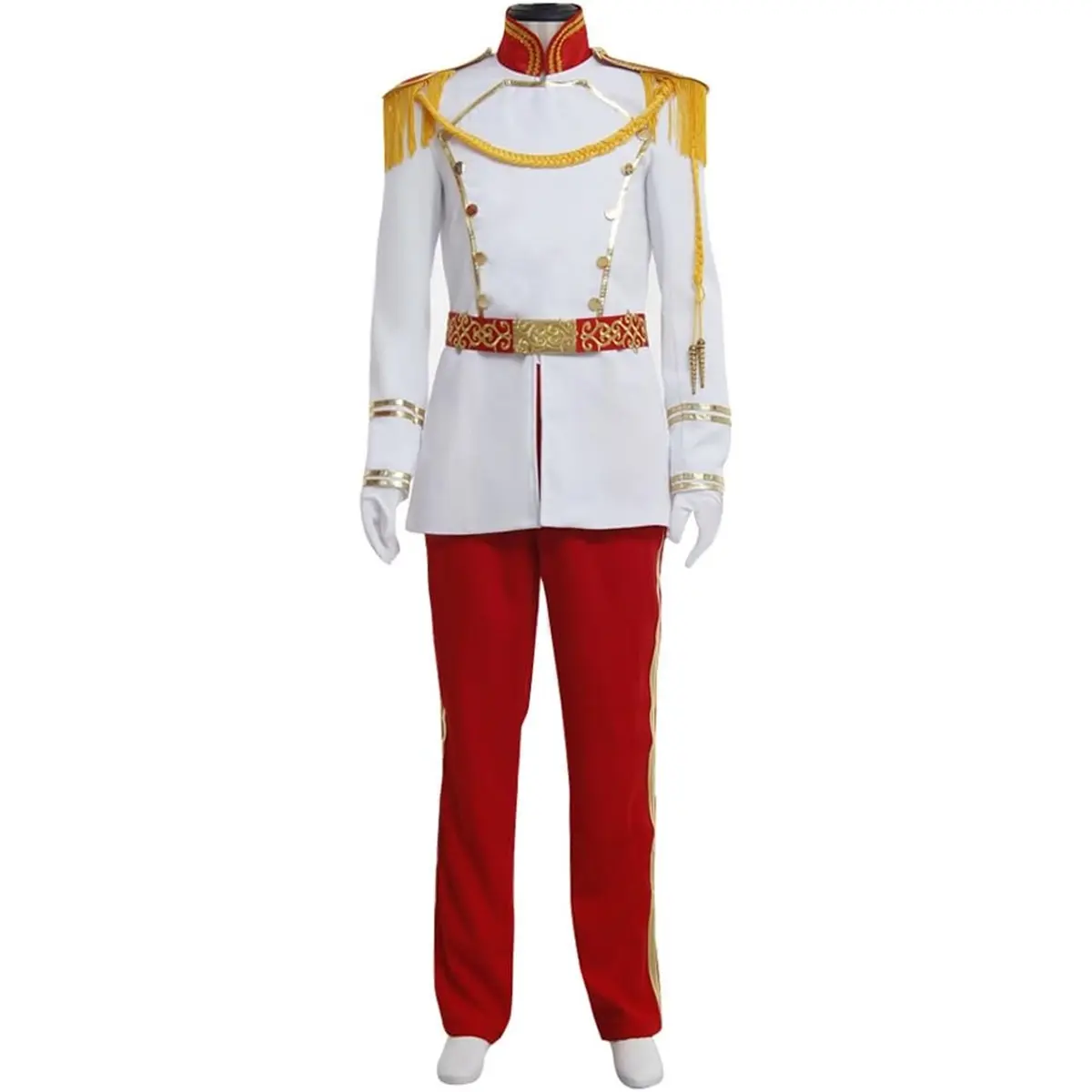 Adult Men Prince Charming Costume Royal Jacket Pants Uniform Outfit for Halloween Parties