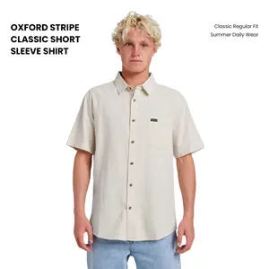 Quiksilver | Oxford Stripe Classic Short Sleeve Shirt | Yarn-Dyed Stripe Oxford | 100% Breathable Cotton | Classic Regular Fit | Summer Daily Wear | Top