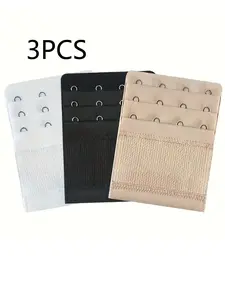 3pcs set of Women's bra extension strap with 4 hooks and 3 rows of elastic bra extension strap adjustable soft chest strap extension straps