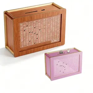 Wooden 10000 Dollar Savings Challenge Box, Reusable Countdown Money Bank with Tracking Grid Marker, Durable Wood Piggy Bank for Wedding Travel Study Fund, Perfect Gift for Teens Adults