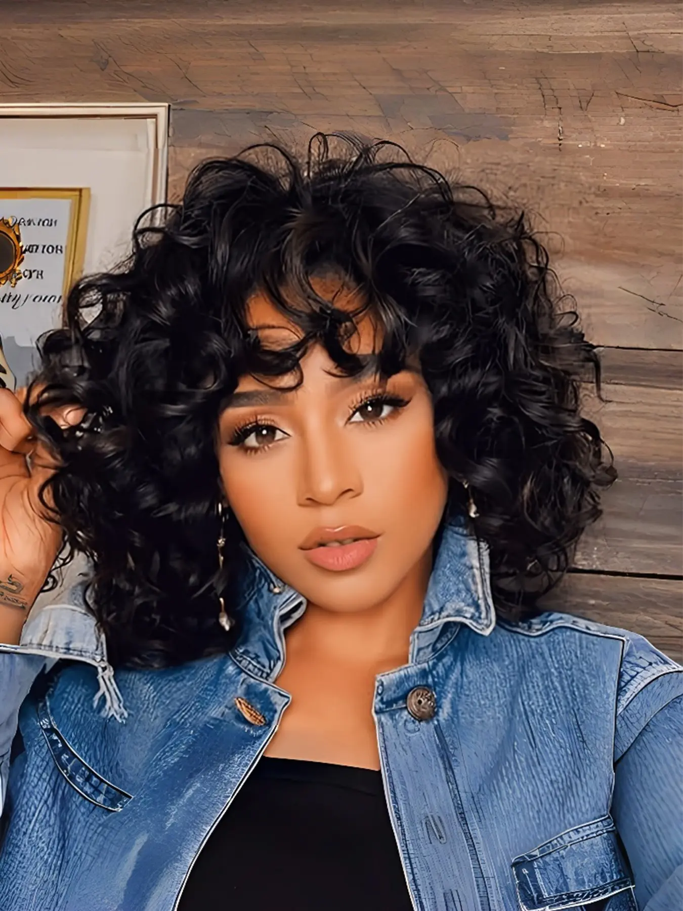 14 Inch Women's Short Curly Synthetic Wig with Bangs, Curled Synthetic Wig, Soft Heat-Resistant Curly Hair, Suitable for Daily Use, Parties, Weddings & Events, Stylist Friendly Wig, Synthetic Soft Wigs