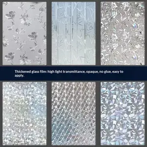 Static Cling Glass Film, Multiple Sizes and Patterns, Transparent Opaque, Frosted Glass Sticker, Suitable for Bathroom Privacy, Bedroom Shade, Window Decal