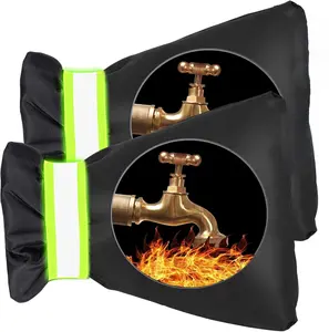 2 Pack Outdoor Faucet Covers for Winter 8.3" H x 6.7" W Freeze Protection Insulated Waterproof Spigot Cover Thicker Dual-Side 420D Oxford Cloth Flexible Hook-And-Loop Straps System Gift