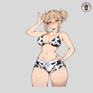 Toga Anime Cow Bikini Sticker, Cute Waifu Vinyl Decal for Laptop Bottle Car Phone Waterproof Gift