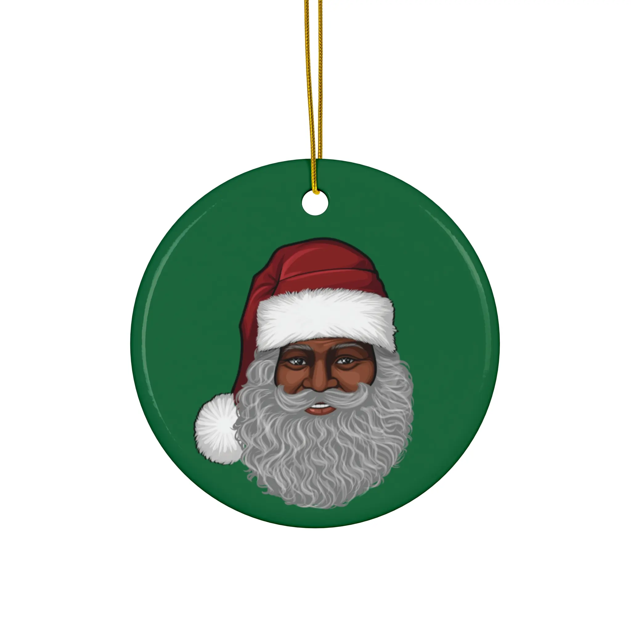Big Kris Black Santa Ceramic Ornament, Holiday Decor, Christmas Tree Decorations, Gift for Him, Winter Wonderland
