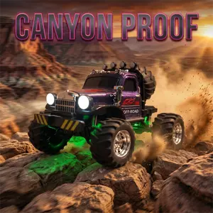 App-Controlled 2-In-One 1:64 4WD RC Monster Truck - Mini Off-Road Remote Control Car with LED Headlights & Neon Underglow, All-Terrain Toy for Kids & Adults (8+), Durable Indoor/Outdoor Vehicle, Perfect Gift for Boys & Girls