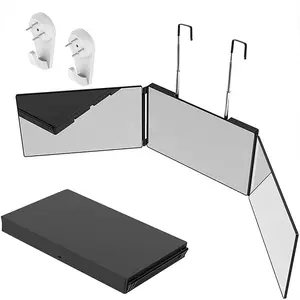 3-Sided Makeup Mirror with Adjustable Hooks, Folding HD Mirror for Beauty Routine, Ideal for Makeup and Grooming