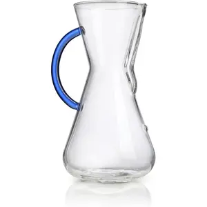 Chemex Pour-Over Glass Coffeemaker Colored Glass Handle Series 3-Cup Sapphire Exclusive Packaging Non-Porous Borosilicate Glass Patented Design Filter Pots