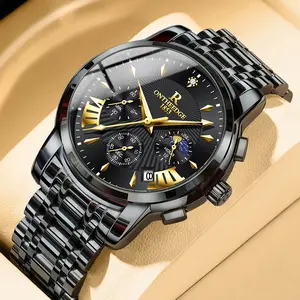 ONTHEEDGE watches for men, Skeleton Dial Quartz Watch - Stainless Steel Band, 3ATM Waterproof, calendar display Luminous Date, Decorative Crystals, Luxury Minimalist Business fashion casual Wristwatch- reloj hermoso