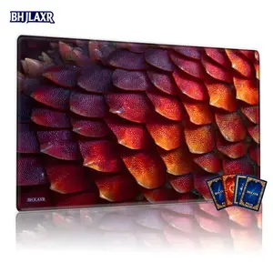 Vibrant Purple to Red Orange Scale Pattern TCG MTG Playmat - 12x24inch Non - Slip, Perfect for Family Gatherings & Card Game Enthusiasts, Great Gift for Board Game Lovers