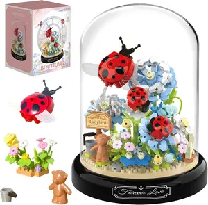 Spring Botanical Flower Building Blocks, Creative Construction Toy for Teens & Adults, Unique Gift Ideas, DIY Flower Bricks for Home Decor, Perfect Mother's Day & Birthday Gift for Women Girls, Relaxing Sensory Activity Toy for Kids & Adults