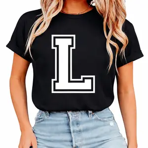 Letter L Varsity Monogram T-Shirt – Classic Alphabet Initial Design