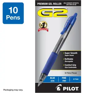 PILOT G2 Fine Point Gel Pen - 10-Pack Fine Tip Pens with Black & Blue Ink, Smooth Write Office Stationery for Professional Use, Fine Tip Pen