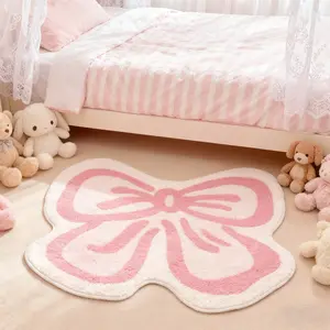 Modern Cute Creative Colorblock Bow Print Carpet, Soft Plush Art Rug for Living Room Bedroom, Easy Care Large Area Mat, Fluffy Modern Rug, Kawaii Rug, Decorative Rug Mat, Durable Area Rugs, Unique Rugs