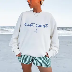 (Sale Off Up To 50%) East Coast Sweatshirt Fisherman Aesthetic Crewneck Preppy Clothes Teens Oversized Coastal Granddaughter Tee Beachy Sweatshirt, Trendy Looks, Full Color, For Men, For Women, Casual, Classic Fashion, Tee Print
