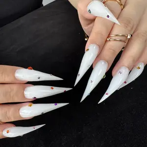 Mother's Day Gift Handmade Claw Press On Nails | Cosplay Cat Dragon Eagle Long-Medidum Sharp Reusable Nails | Gothic Alt Fake Nails for Women 10Pcs Glitter Rhinestones