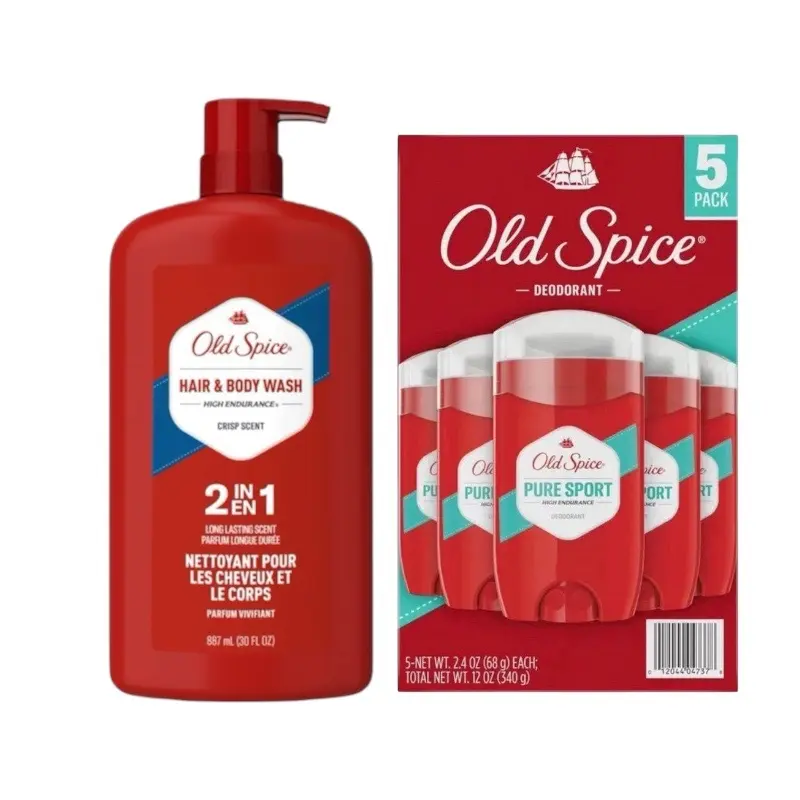 Old Spice Pure Sport Body Care Bundle - 3.0 oz Deodorant & 2-in-1 Body Wash Multi-Pack, Refreshing Scent, Sweat Protection, No-Perfume Comfort Cleanser, Scented