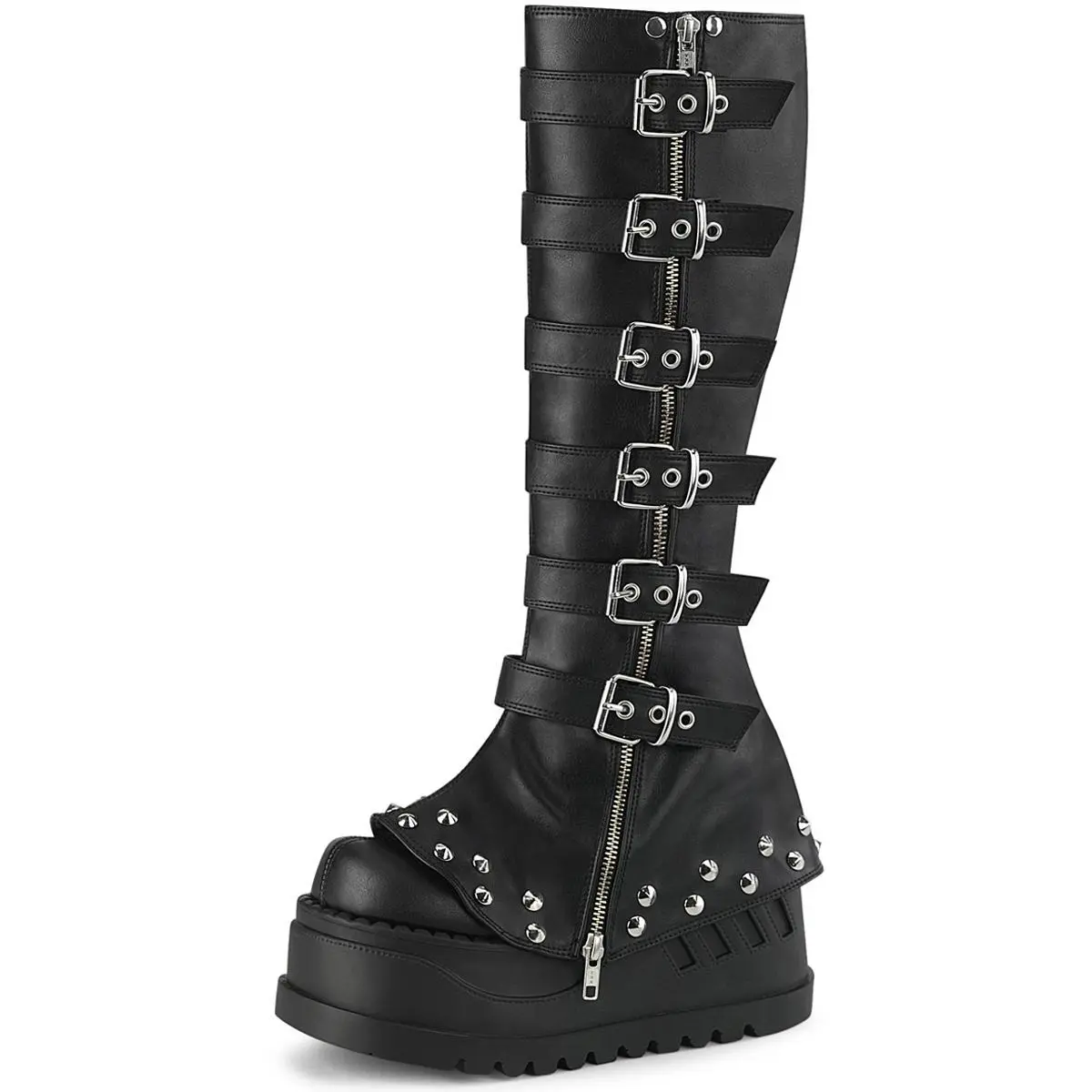 Women's Gothic Black Skull Buckle  Boots - Stylish  Footwear