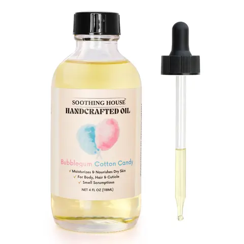 Bubblegum Scent Alcohol-Free Cosmetic Body Oil - 4oz with Dropper, Coconut & Avocado Infused Moisturizing Blend, Jojoba & Sweet Almond Oils, Vitamins for Adults' Daily Hydration & Skin Restore (Self Care Products)