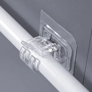 10 Pcs No-Drill Self-Adhesive Curtain Rod Brackets, Adjustable Hook Design for Easy Installation, Ideal for Bathrooms & Kitchens