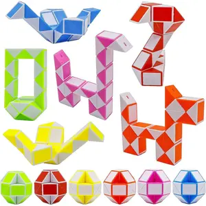 12 Pack 24 Blocks Mini Fidget Snake Cube Mini Twist Puzzle Cubes Magic Speed Cubes Toy for Kids Party Bag Fillers, Party Supplies
