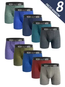 KJFISTMU Solid Color Boxer Briefs 8-Pack | Ultra-Soft & Breathable with Functional Fly Opening – Perfect for Work, Gym & Daily Wear Stylish Man