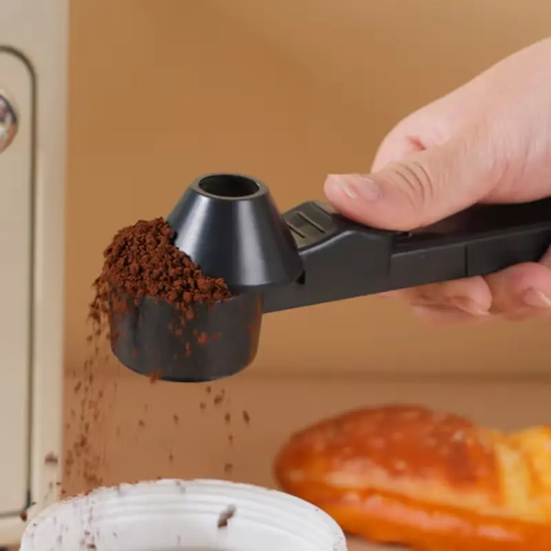 No-Spill Coffee Scoop Funnel 2-in-1, Precision Ground Coffee Powder Measuring Spoon with Slide Dispenser Lid, Mess-Free Coffee Powder Transfer Tool for Espresso Portafilter & Coffee Maker