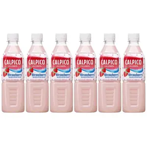 CALPICO Strawberry Smooth Creamy & Refreshing Non-Carbonated Beverage Japanese Lactic Acid Drink 16.9 Fl oz (Pack of 6)