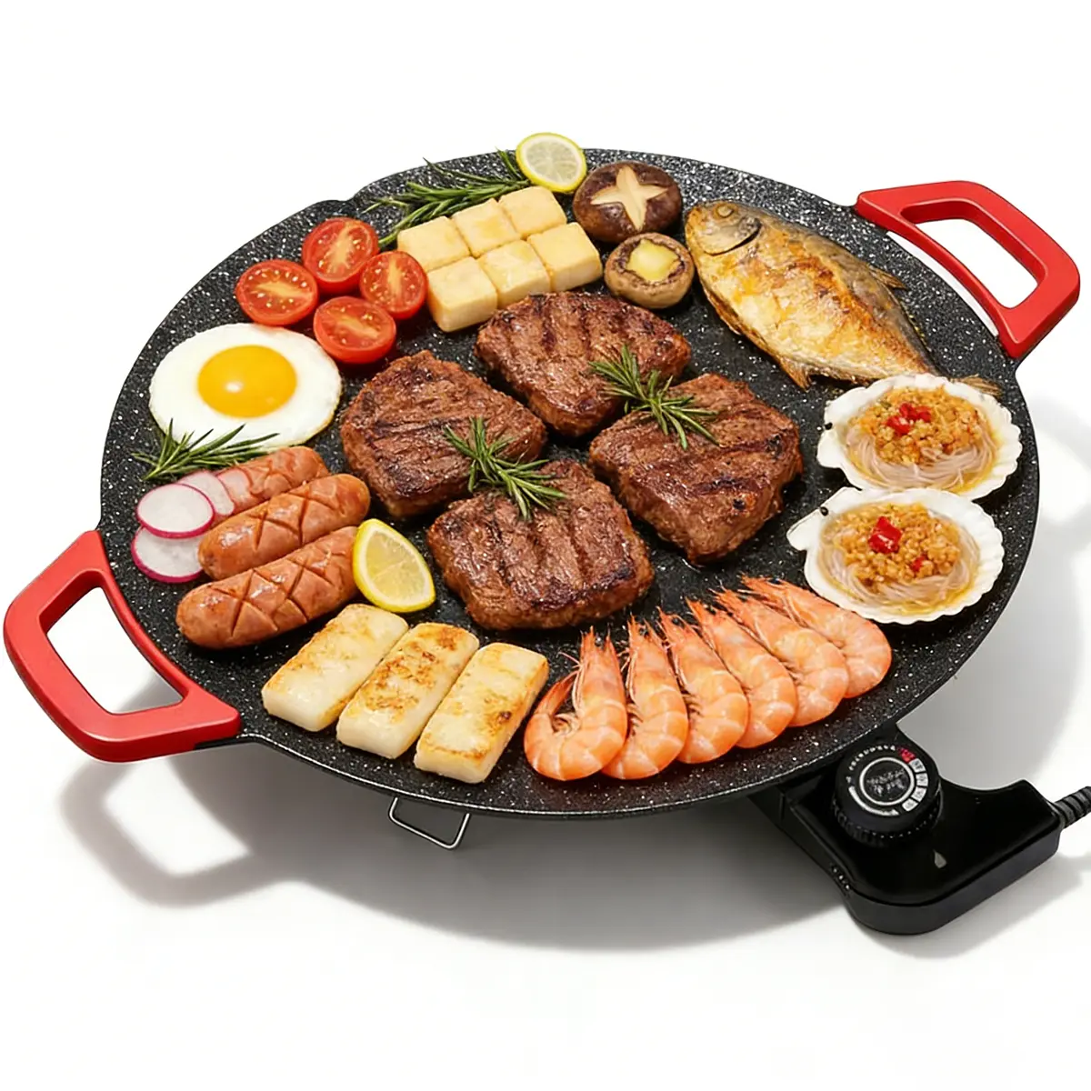 Portable Electric Comal - Indoor Smokeless Korean BBQ Grill, Non-Stick Griddle for Tortillas & Griddle Cooking, Adjustable Thermostat Skillet, Easy for Beginner Cooks