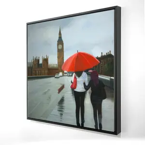 212 MAIN 24x24 in. Big Ben Scenic Canvas Print - British Under Umbrella Artistic Wall Art, Home Decoration, Photo Wall Decor, Ideal Gift for Home Supplies Enthusiasts, British Scene