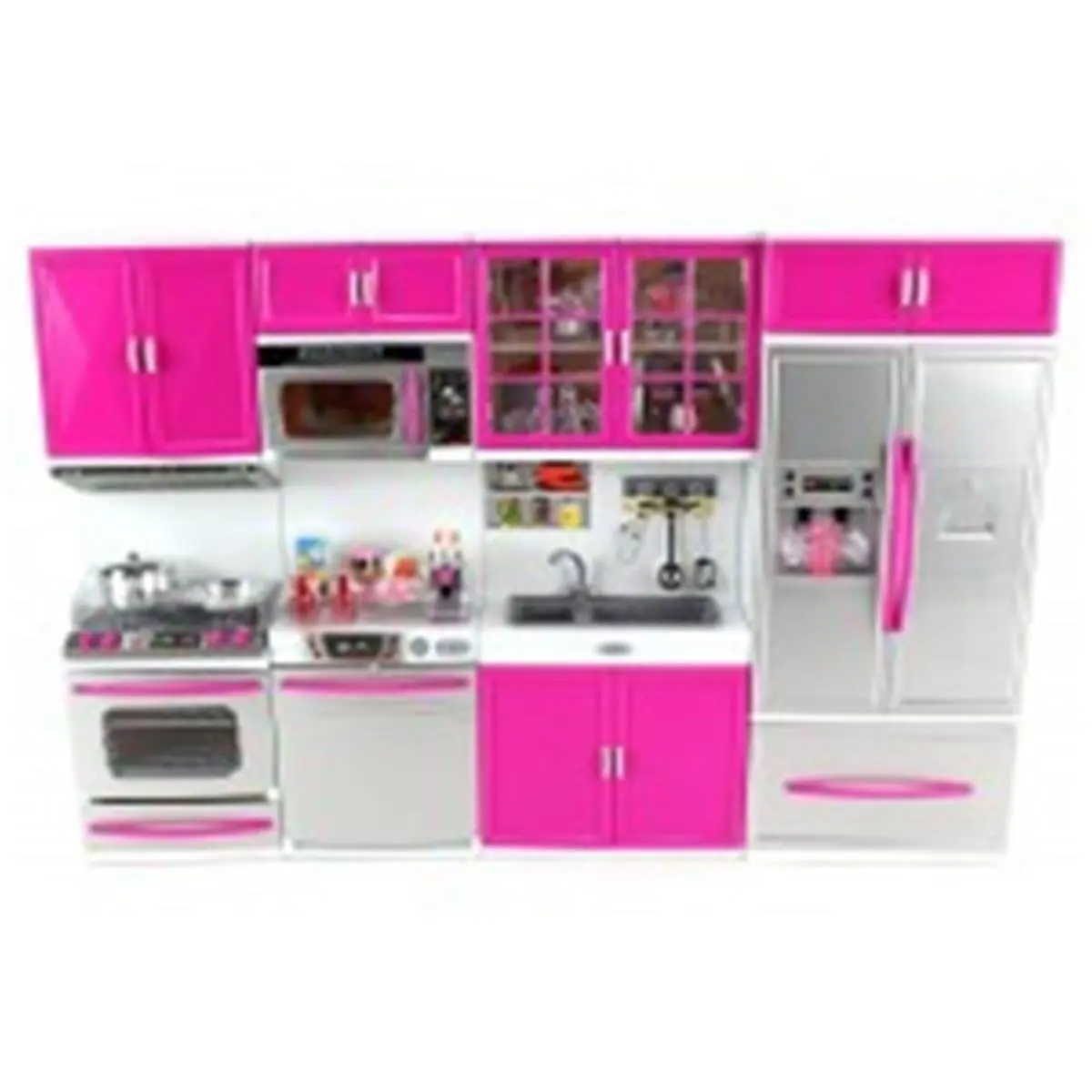 212 MAIN Unisex Plastic Toddler Kitchen Pretend Play Set - Battery-Operated Modern Light-Up Sound Set with Play Kitchen Accessories: Refrigerator, Stove, Sink, Microwave (Batteries Not Included)