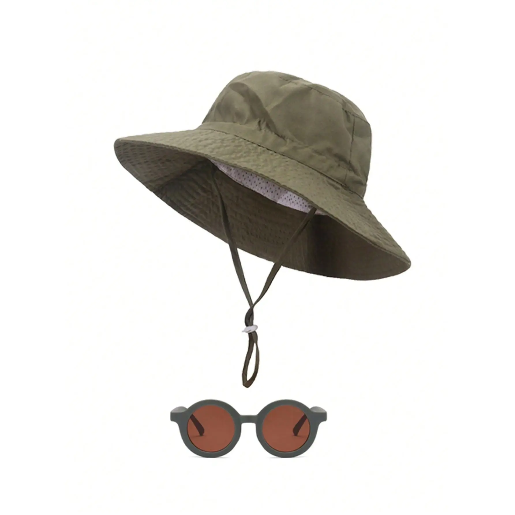 2pcsQuick-drying waterproof lace-up lightweight fisherman's hat, summer outdoor washbasin hat, and wide-brimmed hat