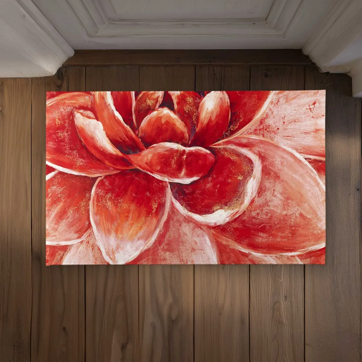 Begin Home Decor CODM21348NPGIU 21x34 in. Printed Doormat - Stylish Red Chrysanthemum Flower Pattern Rugs, All-Weather Door Entrance Rug, Contemporary Indoor-Outdoor Front Decor