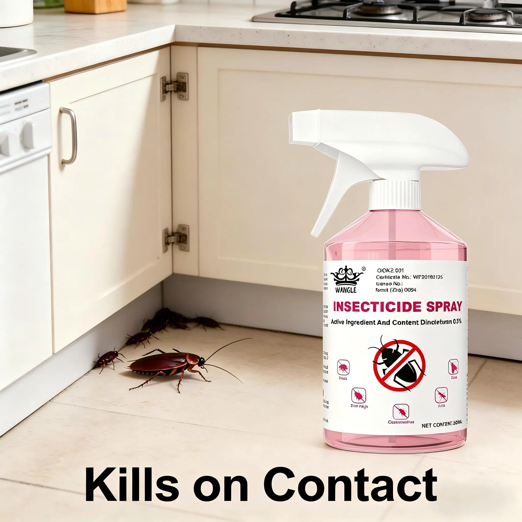 The third-generation insecticide spray - it can kill over 40typesof household pests (cockroaches, ants, spiders, bedbugs).When used according to instructions, it is safe for bothpetsand humans, and can be used both indoors andoutdoors.