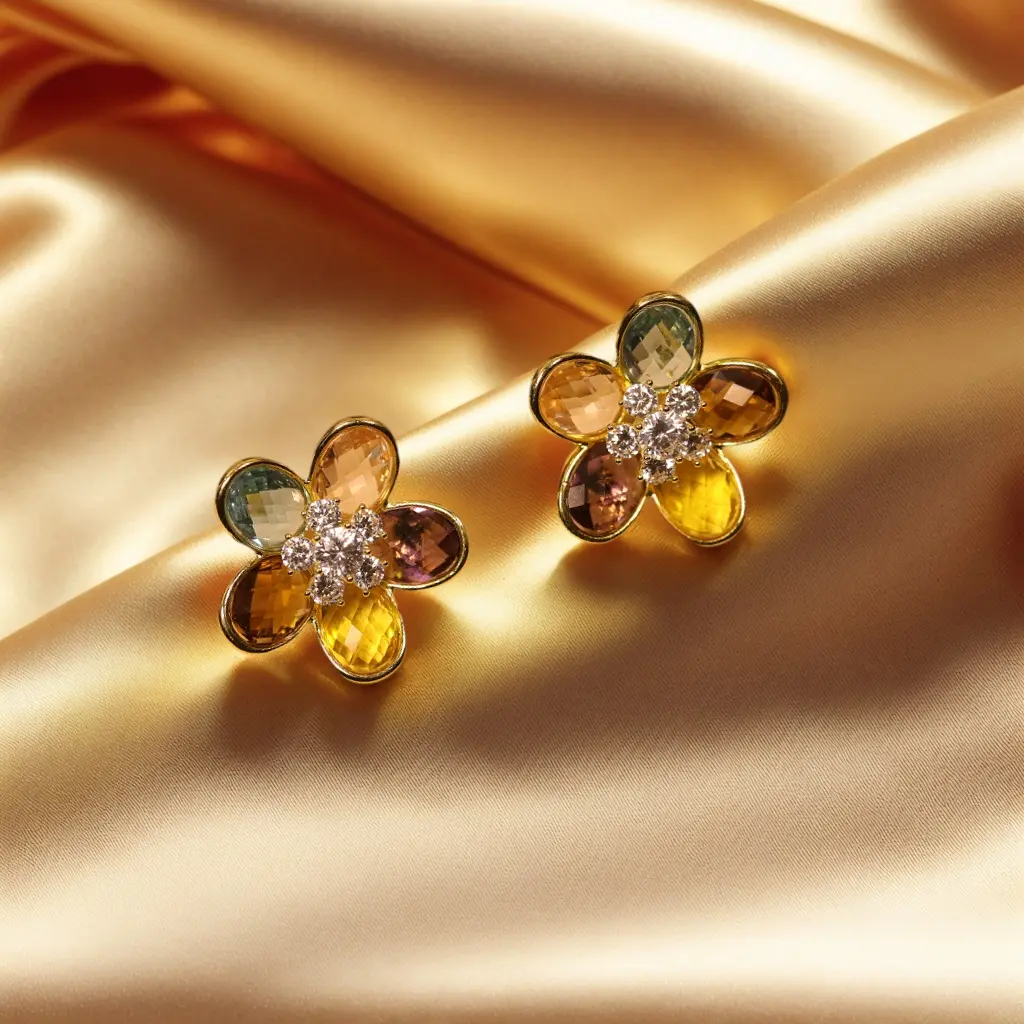 Swyii Elegant Floral Gemstone Earrings for Women, Non Tarnish Everyday Jewelry, Daily Wear, Trendy Gift for Her, Luxury Fashion, Holiday Haul Deals, Spring Jewelry, Mother’s Day Gift, Spring Glow Up
