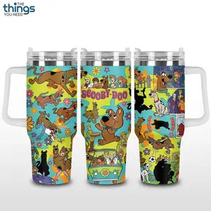 Scooby Doo V4 Glitter Tumbler 20oz-40oz Stainless Steel, Double Wall Insulated, With Handle & Straw – Funny Gift for Scooby Doo Lovers & Fans