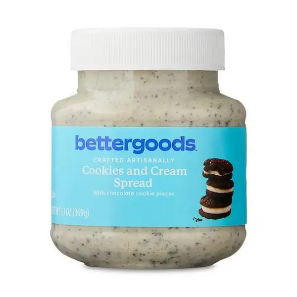 bettergoods Cookies & Cream Spread with Chocolate Cookie Pieces, 13 oz Dessert Spread