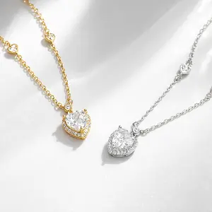 Heart CZ Pendant Clavicle Necklace (Gold & Silver Options) - Quiet Luxury Trendy It Girl Ins Aesthetic Minimalist Dainty Statement chain Jewelry Accessories for Women Valentines&birthday Boujee Gifts for gf