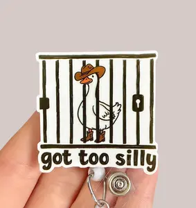 Got too silly cowboy Goose badge reel - Funny badge reel - Badge clip - Badge reel for men - Gift for coworker