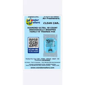 48 Count Individually-Wrapped Diamond-Ultra Wonder Wafer Car Air Fresheners Family N’ Friends Pak