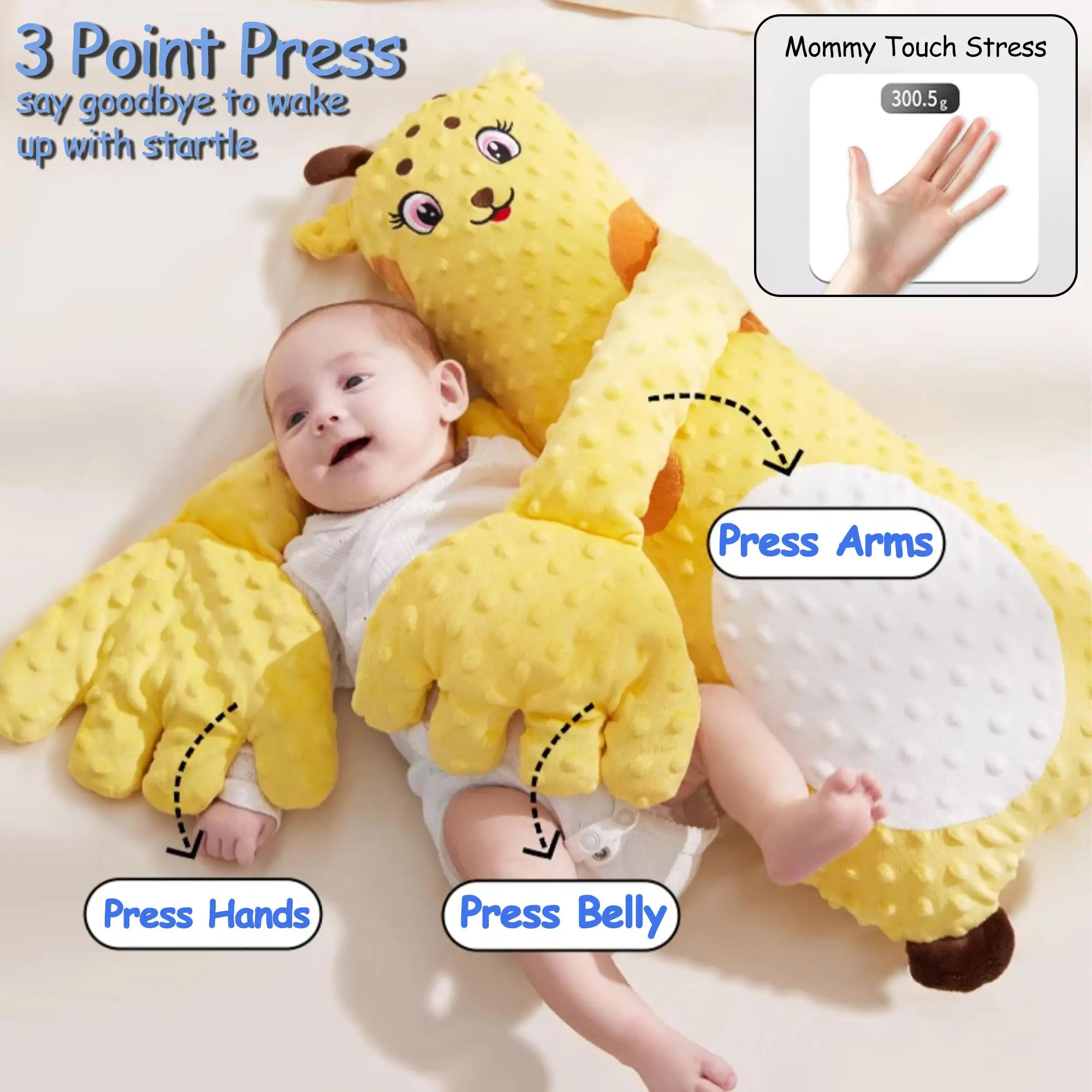 C Baby Patting Soother Pillow Palm, Baby Sleeping Soother Patting Toy, Animals-Shaped Sleeping Aid, Soft Stuffed Animal for Infants, Calming Companio