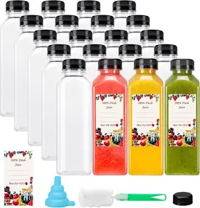 20pcs 16oz Juice Bottles, Plastic Juicing Bottles with Caps, Clear Drink Containers with Lids for Drinking, Smoothie and Other Beverages