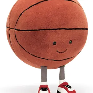 13.7 Inch Basketball Plush Toy, Soft Sporty Plush Ball, Cute American Football Doll with Feet, Creative Soccer Ball Decoration, Soft Stuffed Animal