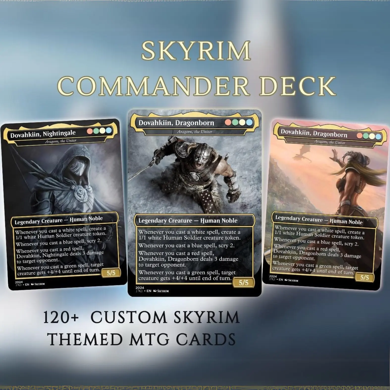 skyrim mtg cards THEMED COMMANDER DECK – PREMIUM COLLECTOR SET (116 CARDS) – GalaxyDeck The fonts open sourced and or properly commercially licensed Skyrim-themed custom Magic: The Gathering