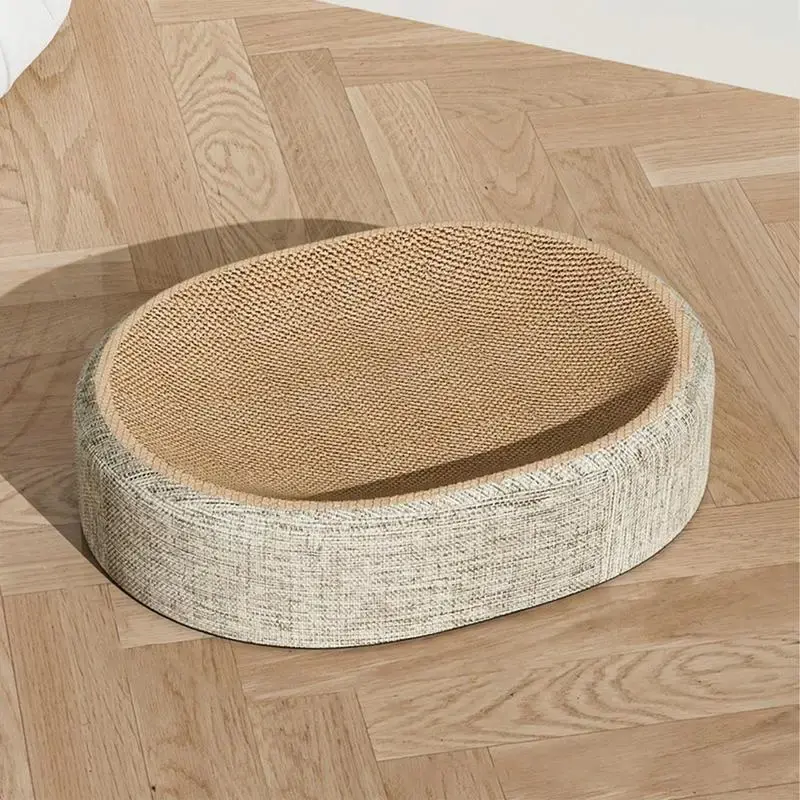 Oval Cat Scratcher Bed with Sisal Surface Cat Lounge Scratch Pad for Indoor Cats Rest and Play