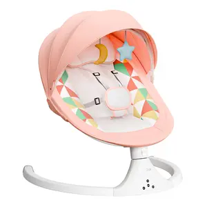 Electric Baby Swing with Bluetooth & Music Features, 5 Sway Speeds, 3 Recline Angles, Remote Control, Canopy for Indoor/Outdoor Use