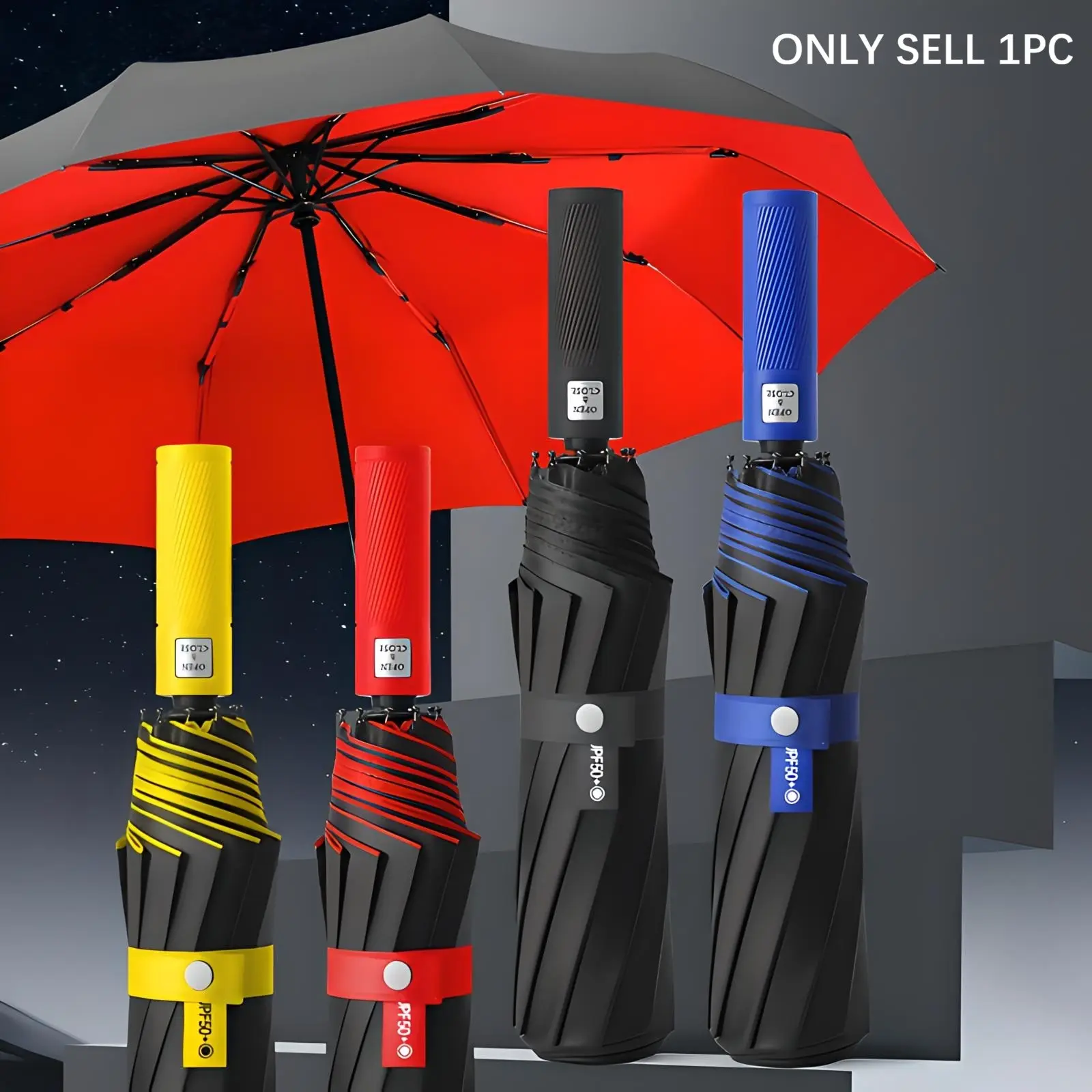 Large Automatic Lightweight Portable Windproof Folding Umbrella Dual Layer UV Protection Sun Umbrella, Color Handle Thickened Glass Fiber Ribs, Outdoor Leisure Travel, Windproof Reinforced Umbrella, Portable Foldable Umbrella, Wind Resistant Umbrella